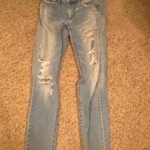 american eagle light blue ripped straight jeans